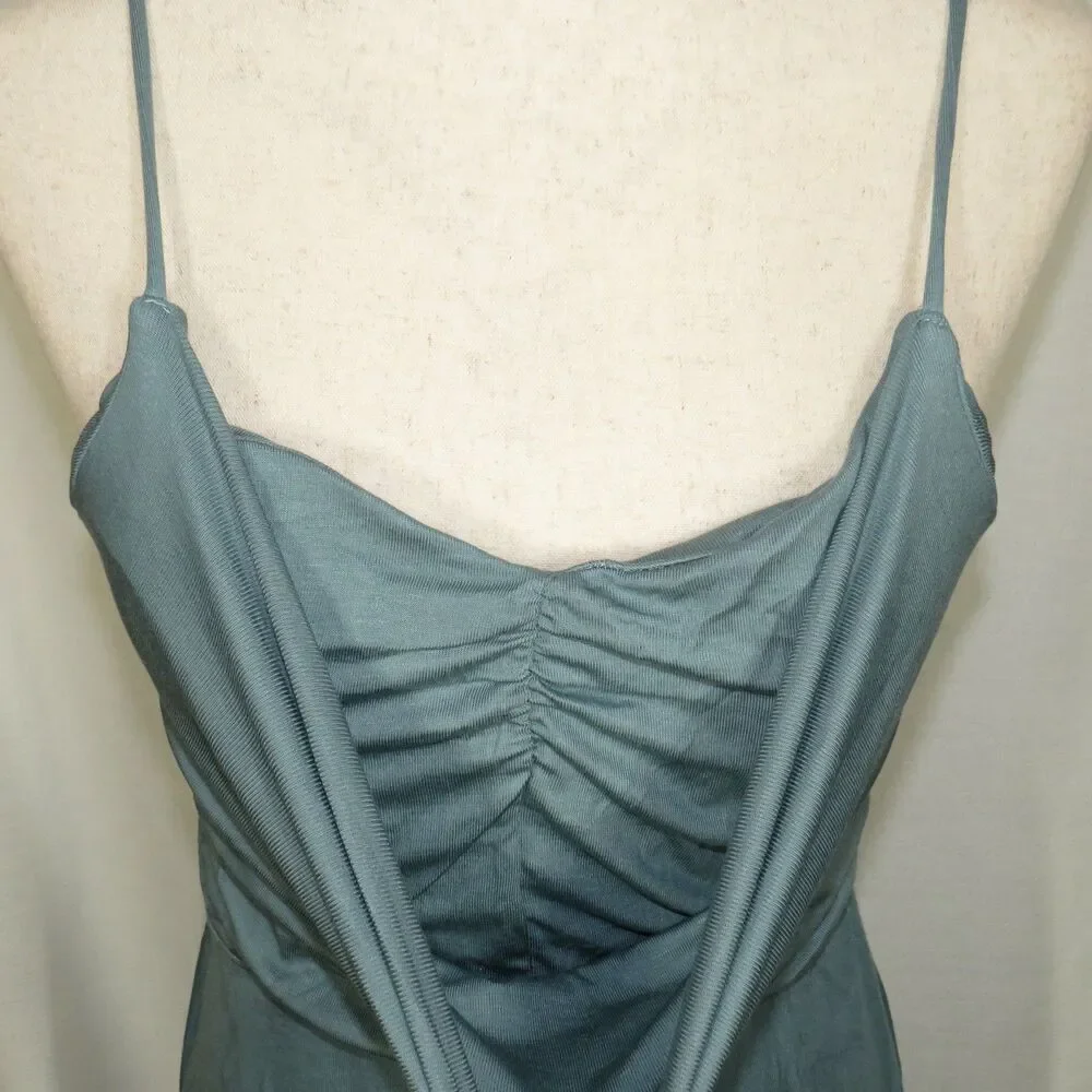 Halara Soft Stretchy Draped Neck Open Back Lace Up Padded Maxi Dress Size Medium - Picture 12 of 15